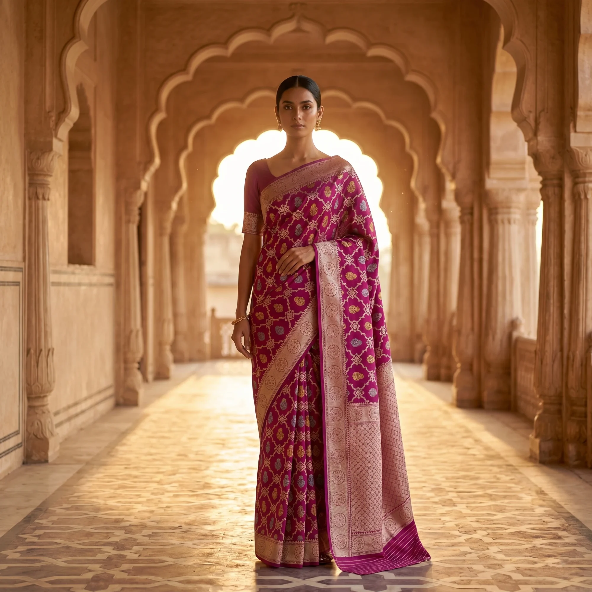 Banarasi Pure Katan Silk, Purple Kadua Tilfi Jaal Handloom Saree