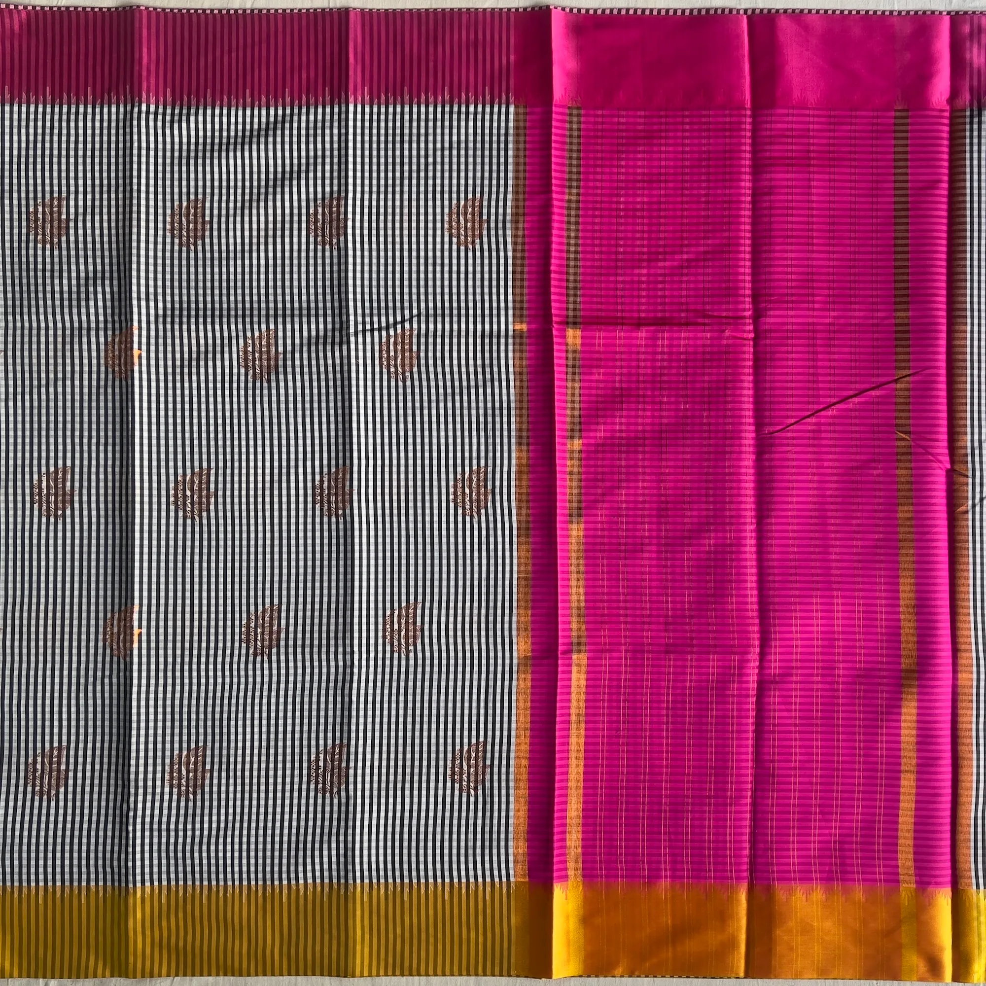 Banarasi Silk Booti Saree, Design Irimaya - Gold Magenta - Image 2